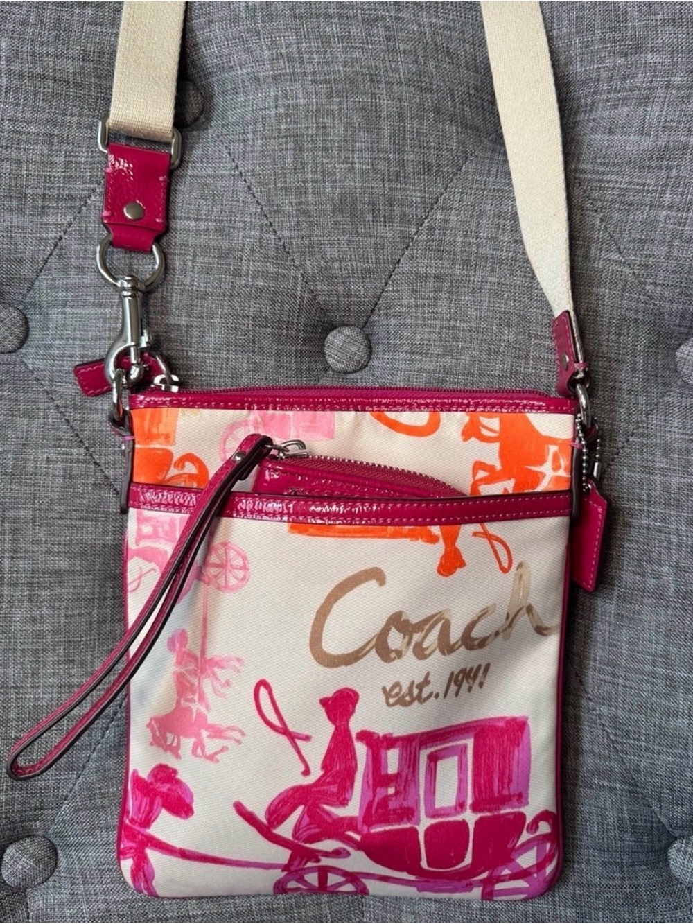 Coach Pink & Cream Signature Crossbody Bag only
